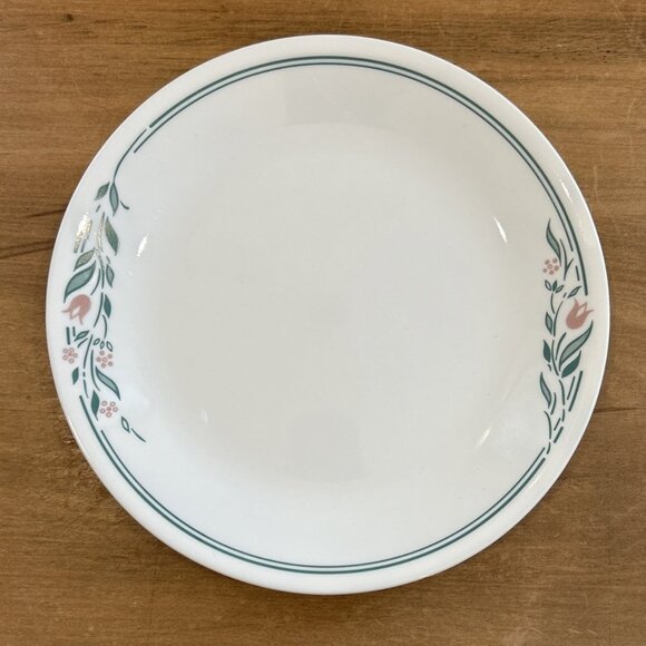 Set of 6 Corning CORELLE Rosemarie 10 1/4" Dinner Plates Tulip Pink Green - Picture 1 of 4